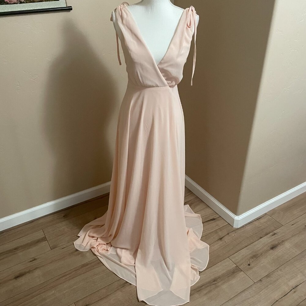 Lulus Thoughts Of Hue Blush Surplice Maxi Dress Pink Size Small Bridesmaid Prom - Picture 2 of 7